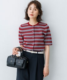 パターンニット 半袖カーディガン
