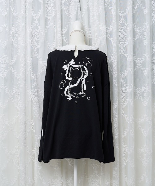 nyanMe(ニャンミー)の「めるてぃにゃんてぃー(Tシャツ/カットソー・レディース・ブラック/ピンク・FREE)」の12枚目の写真