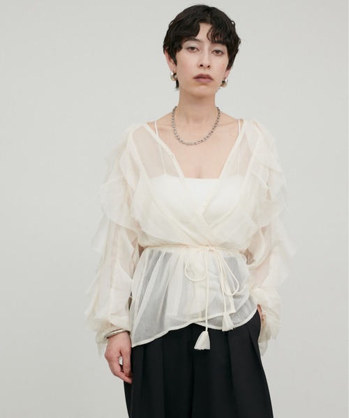 LARUTA（ラルータ）の「【LARUTA】シアー楊柳フリル切替ブラウス（シャツ/ブラウス・レディース・アイボリー/ピンク/ブラウン・FREE）」の17枚目の写真