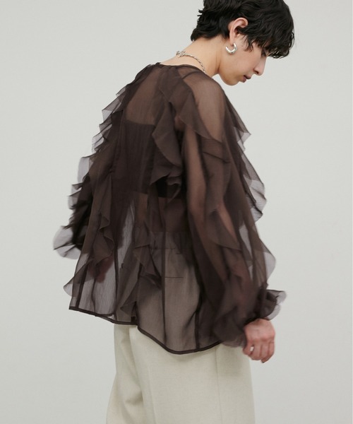 LARUTA(ラルータ)の「【LARUTA】シアー楊柳フリル切替ブラウス(シャツ/ブラウス・レディース・アイボリー/ピンク/ブラウン・FREE)」の18枚目の写真