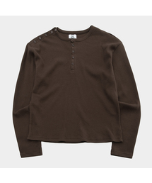 スナップポイントソフトラウンドネックベーシックロングスリーブTシャツ_3COLOR