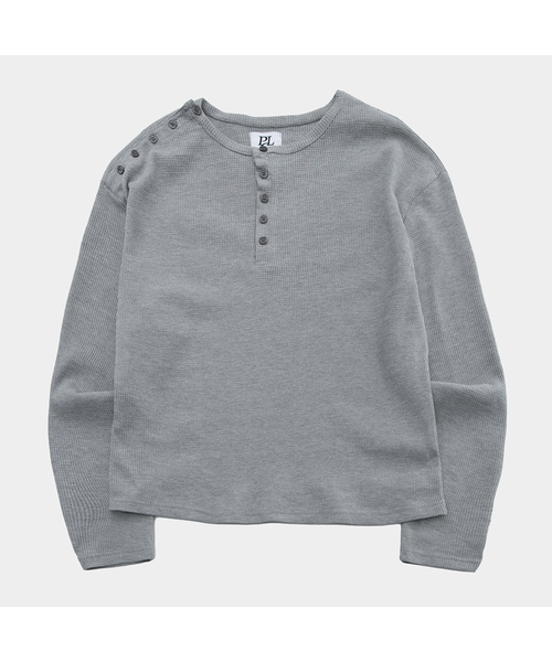 PLACESTUDIOMAN(プレイススタジオメンズ)の「スナップポイントソフトラウンドネックベーシックロングスリーブTシャツ_3COLOR(Tシャツ/カットソー・レディース・ブラック/ブラウン/グレー・FREE)」の2枚目の写真