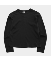 スナップポイントソフトラウンドネックベーシックロングスリーブTシャツ_3COLOR