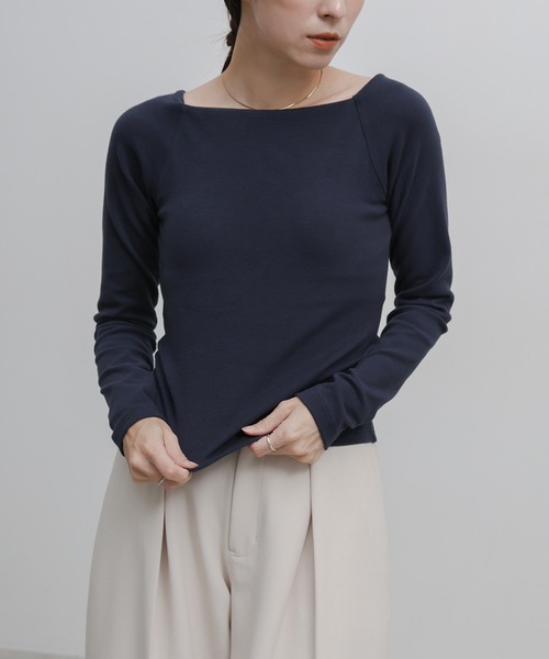 select MOCA(セレクトモカ)の「カップ付きボートネックロンT(Tシャツ/カットソー・レディース・ブラック/ブラウン/ネイビー/オフホワイト/グレー・FREE)」の21枚目の写真