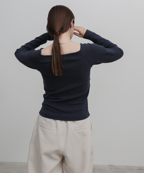 select MOCA(セレクトモカ)の「カップ付きボートネックロンT(Tシャツ/カットソー・レディース・ブラック/ブラウン/ネイビー/オフホワイト/グレー・FREE)」の20枚目の写真