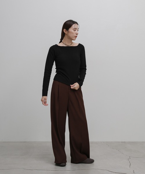 select MOCA(セレクトモカ)の「カップ付きボートネックロンT(Tシャツ/カットソー・レディース・ブラック/ブラウン/ネイビー/オフホワイト/グレー・FREE)」の16枚目の写真