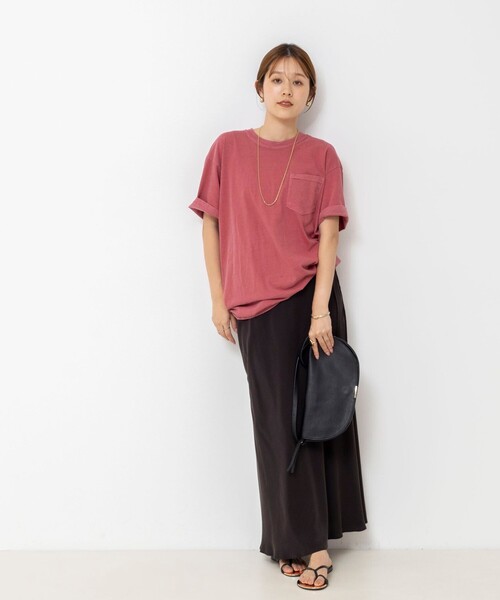Rie Miller(リエミラー)の「BELOVED MYLITTLE ガーメントダイポケTシャツ(Tシャツ/カットソー・レディース・ホワイト/ボルドー/チャコールグレー/カーキ・FREE)」の5枚目の写真