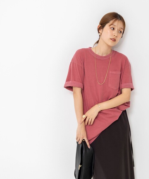 Rie Miller(リエミラー)の「BELOVED MYLITTLE ガーメントダイポケTシャツ(Tシャツ/カットソー・レディース・ホワイト/ボルドー/チャコールグレー/カーキ・FREE)」の13枚目の写真