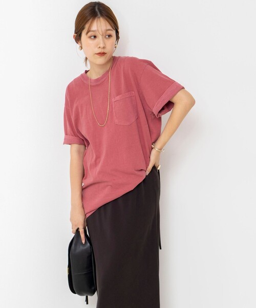 Rie Miller(リエミラー)の「BELOVED MYLITTLE ガーメントダイポケTシャツ(Tシャツ/カットソー・レディース・ホワイト/ボルドー/チャコールグレー/カーキ・FREE)」の14枚目の写真