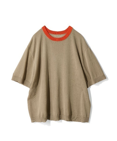 THREE FIFTY STANDARD（スリーフィフティースタンダード）の「ＴＨＲＥＥ　ＦＩＦＴＹ　ＳＴＡＮＤＡＲＤ　シアーな配色ニットプルオーバー（Tシャツ/カットソー・レディース・ベージュ/ライトグレー/ネイビー・L/M/LL）」の2枚目の写真