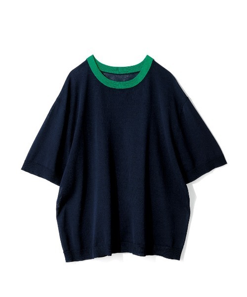THREE FIFTY STANDARD（スリーフィフティースタンダード）の「ＴＨＲＥＥ　ＦＩＦＴＹ　ＳＴＡＮＤＡＲＤ　シアーな配色ニットプルオーバー（Tシャツ/カットソー・レディース・ベージュ/ライトグレー/ネイビー・L/M/LL）」の10枚目の写真