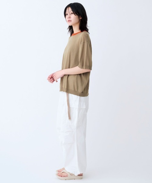 THREE FIFTY STANDARD（スリーフィフティースタンダード）の「ＴＨＲＥＥ　ＦＩＦＴＹ　ＳＴＡＮＤＡＲＤ　シアーな配色ニットプルオーバー（Tシャツ/カットソー・レディース・ベージュ/ライトグレー/ネイビー・L/M/LL）」の7枚目の写真