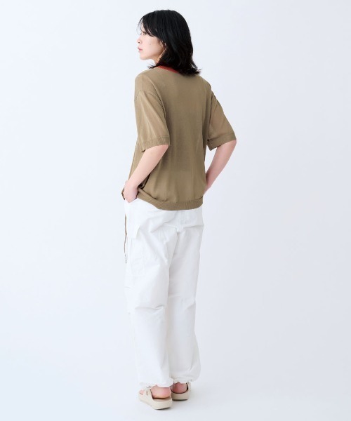 THREE FIFTY STANDARD（スリーフィフティースタンダード）の「ＴＨＲＥＥ　ＦＩＦＴＹ　ＳＴＡＮＤＡＲＤ　シアーな配色ニットプルオーバー（Tシャツ/カットソー・レディース・ベージュ/ライトグレー/ネイビー・L/M/LL）」の8枚目の写真