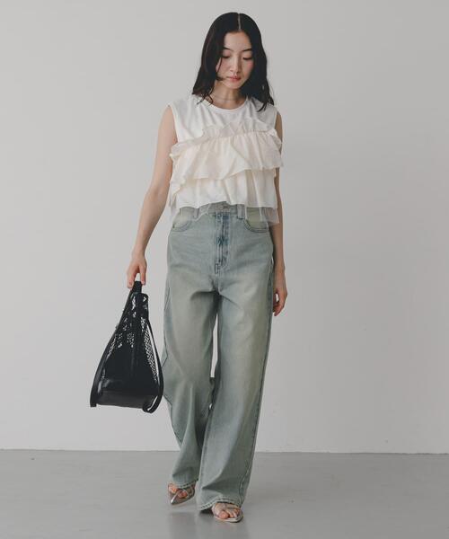 SENSE OF PLACE by URBAN RESEARCH(センスオブプレイスバイアーバンリサーチ)の「2WAYハンドルメッシュバッグ(トートバッグ・レディース・アイボリー/ブラック・ONE)」の16枚目の写真