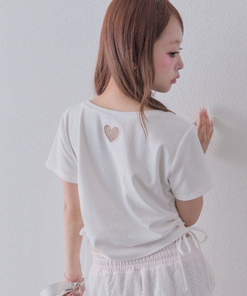OLIVE des OLIVE（オリーブデオリーブ）の「きらきらロゴドロストTシャツ（Tシャツ/カットソー・レディース・ブラック/サックスブルー/オフホワイト/ピンク/ホワイト・FREE）」の7枚目の写真