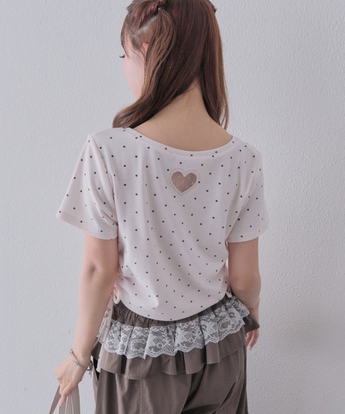 OLIVE des OLIVE（オリーブデオリーブ）の「きらきらロゴドロストTシャツ（Tシャツ/カットソー・レディース・ブラック/サックスブルー/オフホワイト/ピンク/ホワイト・FREE）」の16枚目の写真