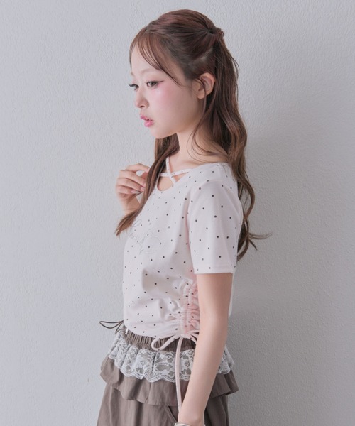 OLIVE des OLIVE（オリーブデオリーブ）の「きらきらロゴドロストTシャツ（Tシャツ/カットソー・レディース・ブラック/サックスブルー/オフホワイト/ピンク/ホワイト・FREE）」の15枚目の写真
