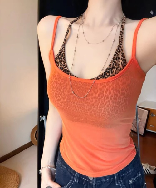 VIBGYOR(ヴィブジョー)の「【EIZZ/アイズ】シアーメッシュ ストレッチ スリムキャミソール(キャミソール・レディース・ホワイト/ブラック/レッド/オレンジ/ブルー・FREE)」の5枚目の写真