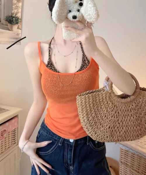 VIBGYOR(ヴィブジョー)の「【EIZZ/アイズ】シアーメッシュ ストレッチ スリムキャミソール(キャミソール・レディース・ホワイト/ブラック/レッド/オレンジ/ブルー・FREE)」の7枚目の写真