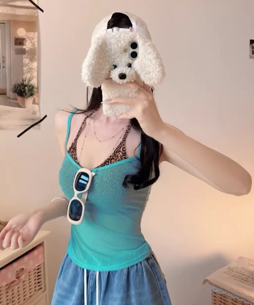 VIBGYOR(ヴィブジョー)の「【EIZZ/アイズ】シアーメッシュ ストレッチ スリムキャミソール(キャミソール・レディース・ホワイト/ブラック/レッド/オレンジ/ブルー・FREE)」の14枚目の写真