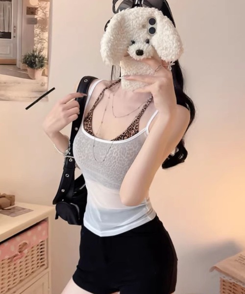VIBGYOR(ヴィブジョー)の「【EIZZ/アイズ】シアーメッシュ ストレッチ スリムキャミソール(キャミソール・レディース・ホワイト/ブラック/レッド/オレンジ/ブルー・FREE)」の18枚目の写真