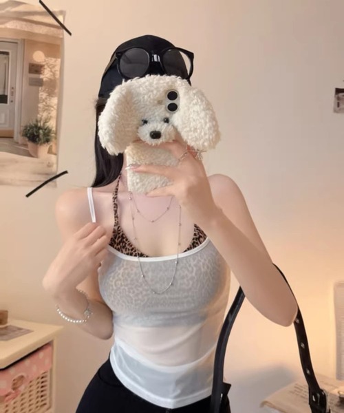 VIBGYOR(ヴィブジョー)の「【EIZZ/アイズ】シアーメッシュ ストレッチ スリムキャミソール(キャミソール・レディース・ホワイト/ブラック/レッド/オレンジ/ブルー・FREE)」の19枚目の写真