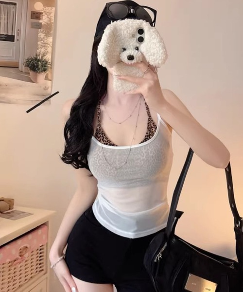VIBGYOR(ヴィブジョー)の「【EIZZ/アイズ】シアーメッシュ ストレッチ スリムキャミソール(キャミソール・レディース・ホワイト/ブラック/レッド/オレンジ/ブルー・FREE)」の20枚目の写真