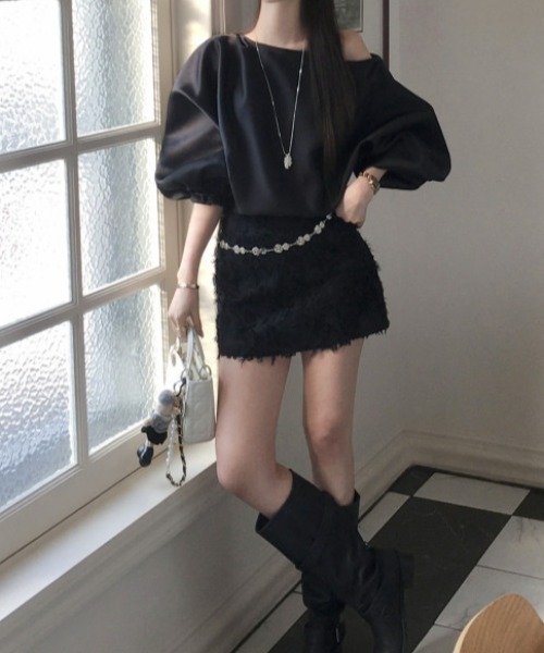 Aelina(エリナ)の「オフショルダー半袖トップス(その他トップス・レディース・ピンク/オフホワイト/ブラック・FREE)」の19枚目の写真