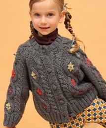 LOGAN knitting mills（ローガンニッティングミルズ）の「【別注】LOGAN Knitting Mills / 刺繍 ニット カーディガン 2026FW（100～150cm）（カーディガン/ボレロ）」