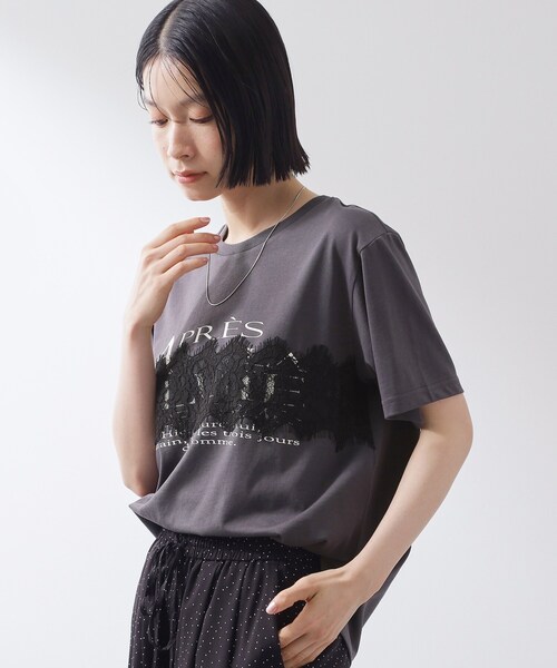 THE SHOP TK （ザ ショップ ティーケー ）の「【ひんやり/吸水速乾】ロゴレースカバーリングTシャツ（Tシャツ/カットソー・レディース・オフホワイト/スミクロ・13/12）」の11枚目の写真