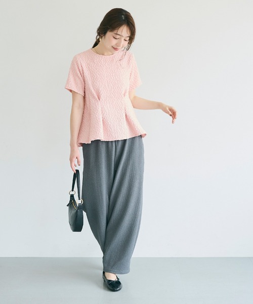 coca(coca)(コカ)の「【西山茉希様着用】表面感 半袖タックブラウス(シャツ/ブラウス・レディース・ブラック/ホワイト/ライトピンク・S/M/L)」の14枚目の写真