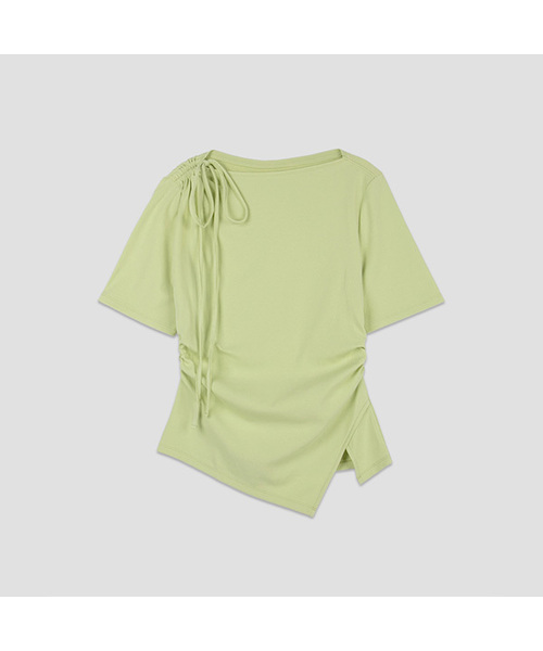 ATELIER NAIN(アトリエナイン)の「ASYMMETRY NECK STRING TEE(T-7049)(Tシャツ/カットソー・レディース・ライム/ヘザーグレー/ダークネイビー/スカイブルー・SMALL/MEDIUM)」の3枚目の写真
