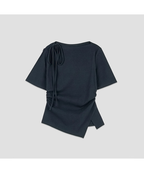 ATELIER NAIN(アトリエナイン)の「ASYMMETRY NECK STRING TEE(T-7049)(Tシャツ/カットソー・レディース・ライム/ヘザーグレー/ダークネイビー/スカイブルー・SMALL/MEDIUM)」の4枚目の写真