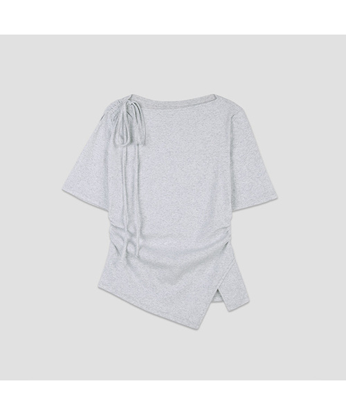 ATELIER NAIN(アトリエナイン)の「ASYMMETRY NECK STRING TEE(T-7049)(Tシャツ/カットソー・レディース・ライム/ヘザーグレー/ダークネイビー/スカイブルー・SMALL/MEDIUM)」の2枚目の写真