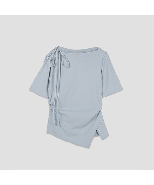 ATELIER NAIN(アトリエナイン)の「ASYMMETRY NECK STRING TEE(T-7049)(Tシャツ/カットソー・レディース・ライム/ヘザーグレー/ダークネイビー/スカイブルー・SMALL/MEDIUM)」の1枚目の写真
