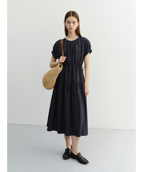 DUNST（ダンスト）の「HALF SLEEVE DRESS_UDDR6B222_DEEP NAVY（ワンピース・レディース・ダークネイビー・LARGE/MEDIUM/SMALL）」の2枚目の写真