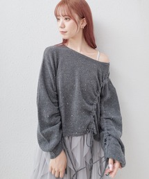 アシメドロストラメメッシュニットプルオーバー
