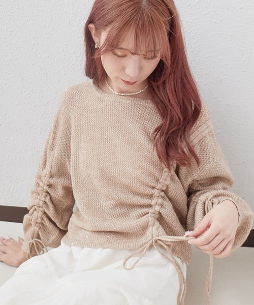 archives（アルシーヴ）の「アシメドロストラメメッシュニットプルオーバー（ニット/セーター・レディース・ピンクベージュ/グレー/チャコールグレー/アイボリー・MEDIUM）」の11枚目の写真