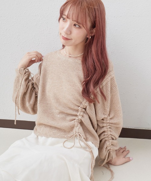 archives（アルシーヴ）の「アシメドロストラメメッシュニットプルオーバー（ニット/セーター・レディース・ピンクベージュ/グレー/チャコールグレー/アイボリー・MEDIUM）」の12枚目の写真