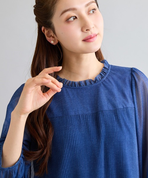 Rose Tiara(ローズティアラ)の「デニムチュールプリントチュニック(チュニック・レディース・ネイビー/ブルー・42/38/46)」の19枚目の写真