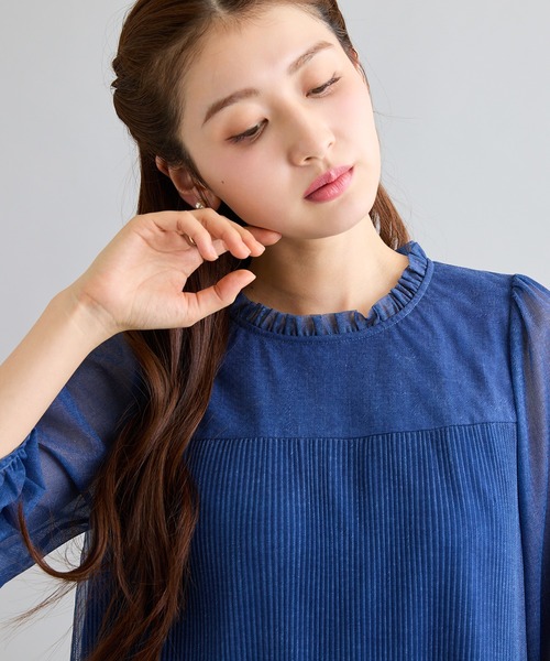Rose Tiara(ローズティアラ)の「デニムチュールプリントチュニック(チュニック・レディース・ネイビー/ブルー・42/38/46)」の20枚目の写真