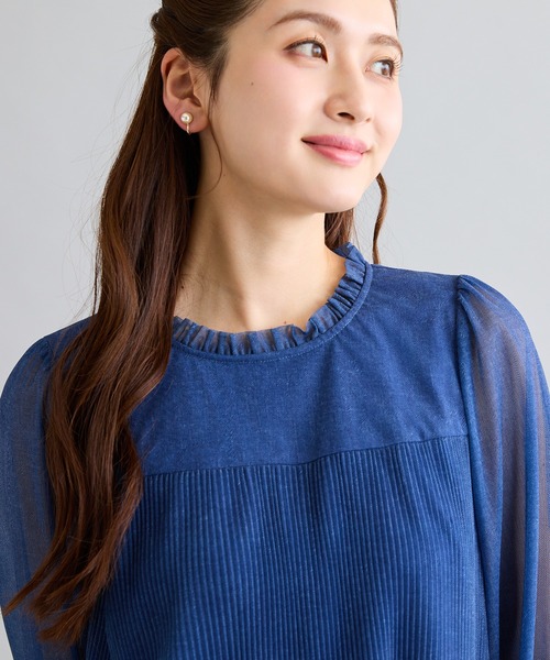 Rose Tiara(ローズティアラ)の「デニムチュールプリントチュニック(チュニック・レディース・ネイビー/ブルー・42/38/46)」の21枚目の写真