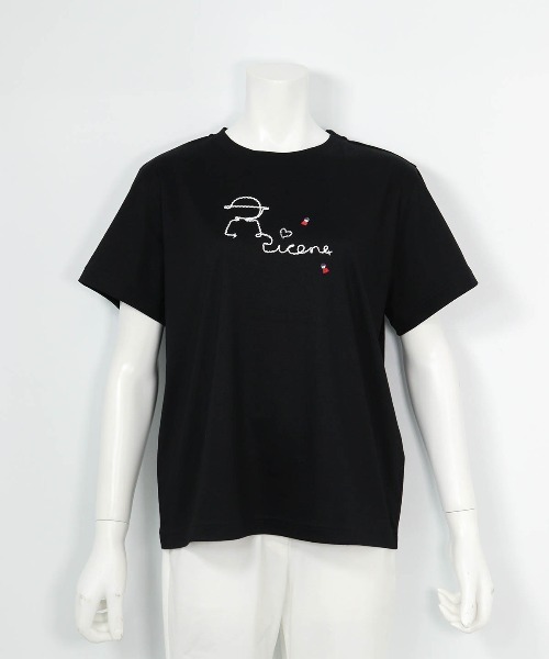 Picone CLUB(ピッコーネクラブ)の「チェーン刺繍UV冷感Tシャツ(その他トップス・レディース・ライトオレンジ系/ブラック/ホワイト・13号/11号/9号)」の4枚目の写真