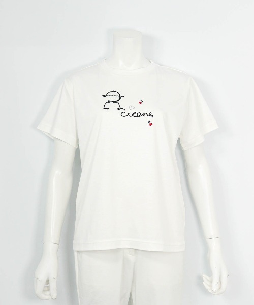 Picone CLUB(ピッコーネクラブ)の「チェーン刺繍UV冷感Tシャツ(その他トップス・レディース・ライトオレンジ系/ブラック/ホワイト・13号/11号/9号)」の8枚目の写真