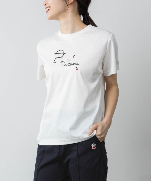 Picone CLUB(ピッコーネクラブ)の「チェーン刺繍UV冷感Tシャツ(その他トップス・レディース・ライトオレンジ系/ブラック/ホワイト・13号/11号/9号)」の10枚目の写真