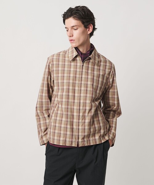 UNITED ARROWS(ユナイテッドアローズ)の「オータム チェック ジップブルゾン(ブルゾン・メンズ・ダークブラウン/ベージュ・XL/M/L/S)」の1枚目の写真