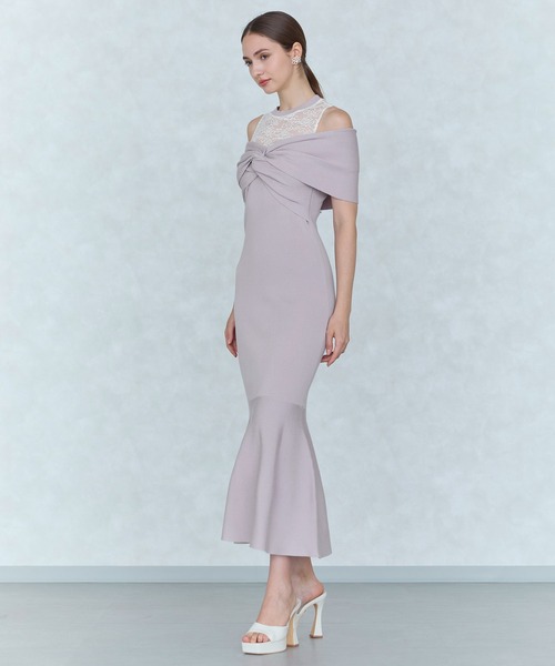 ROYAL PARTY(ロイヤルパーティー)の「レースドッキングツイストニットマーメイドワンピース(ワンピース・レディース・ネイビー/ピンク/ブラック・FREE)」の8枚目の写真