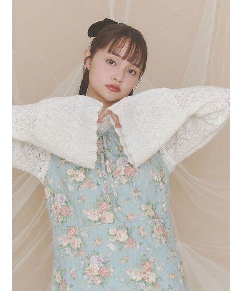 merry jenny(メリージェニー)の「フレアスリーブニットトップス(ニット/セーター・レディース・ミント/ピンク/オフホワイト・FREE)」の8枚目の写真