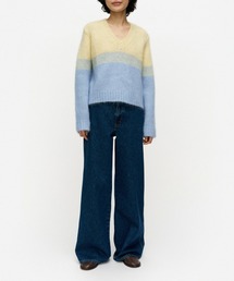 美品✨マリメッコ　Heijastus Unikko ウニッコ　ニット　ブルー marimekko（マリメッコ）の「Heijastus Unikko / Arkki knitted cotton