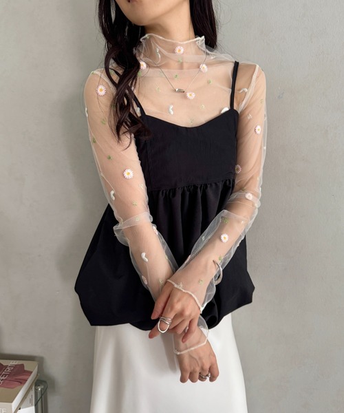 LOVALOT(ラバロット)の「花柄 シアーカットソー 長袖(Tシャツ/カットソー・レディース・ブラック/アイボリー/ホワイト/グレー・FREE)」の16枚目の写真